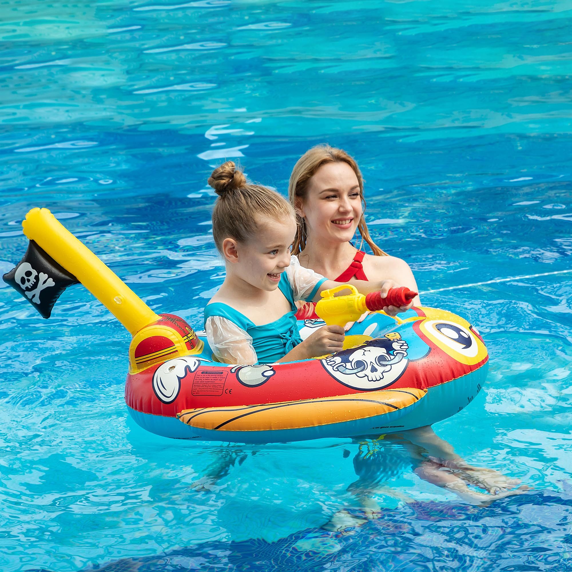Schwimmring Kinder Schwimmreifen mit Wasserpistole Baby Schwimmring 3-12 Jahre – Bild 3