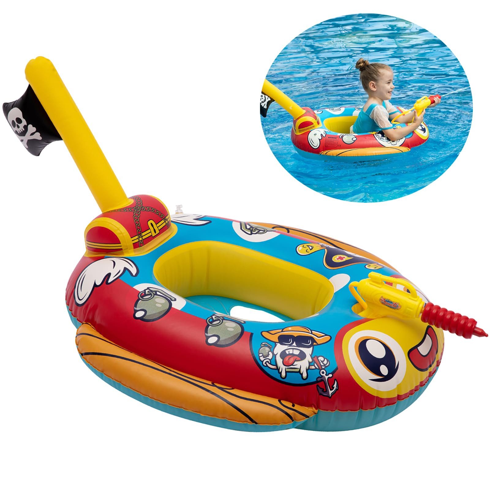 Kinder Schwimmring Piratenschiff mit Wasserpistole